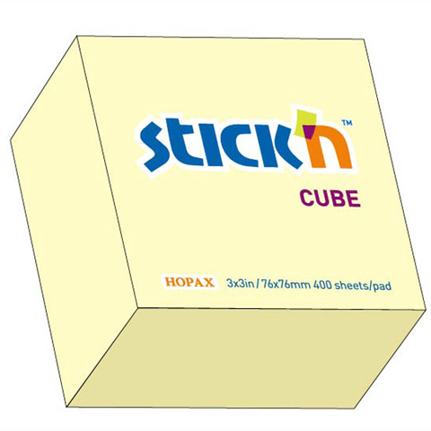 Kostka samorzylepna. 76x76 400k. pastelowa żółta Stick"N